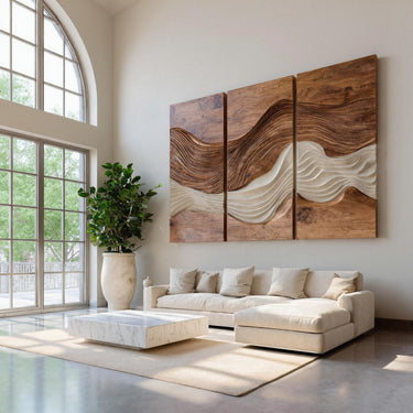 Modern Abstract Wood Panel Wall Art Set For Home Decor