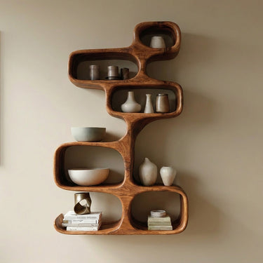 Contemporary Wooden Wall Shelf For Living Room