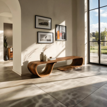 Artistic Bench Flowing Curves For Modern Interior Seating