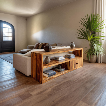 Rustic Console Table Long With Shelf For Living Room