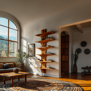 Contemporary Wood Wall Mounted Bookshelf For Home Interior