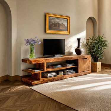 Minimalist TV Cabinet With Open Shelves For Living Room