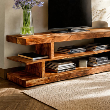 Minimalist TV Cabinet With Open Shelves For Living Room