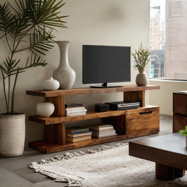 Contemporary TV Stand With Shelf For Living Room Decor
