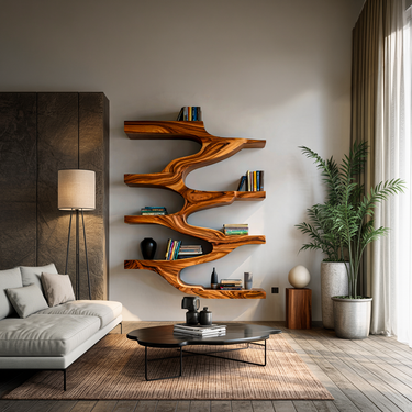 Minimalist Wood Floating Bookshelf For Living Space