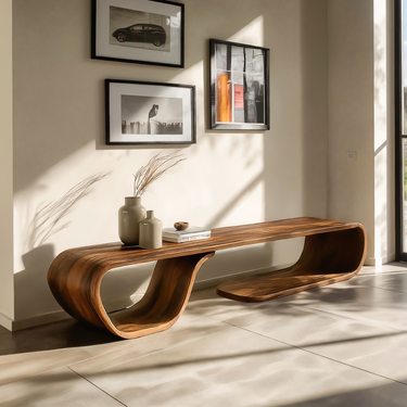 Artistic Bench Flowing Curves For Modern Interior Seating