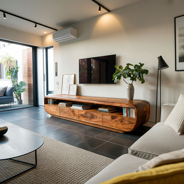 Handcrafted TV Cabinet Design Spacious Drawers For Living