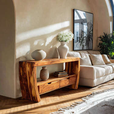 Modern Console Table Curved For Living Room Decor