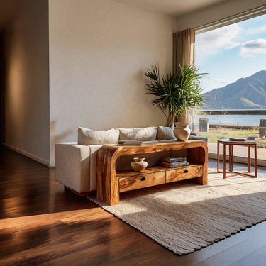 Organic Console Table With Curved Base For Hallway