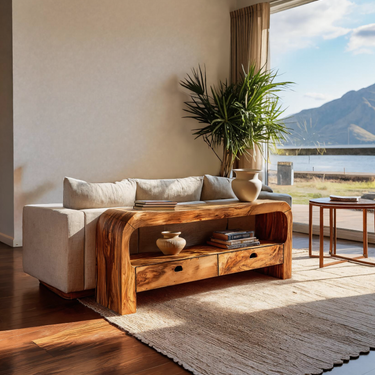 Organic Console Table With Curved Base For Hallway