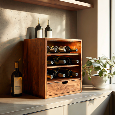 Modern Wooden Wine Cabinet With Drawer For Home Bar