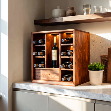 Rustic Wood Wine Storage For Farmhouse Kitchen