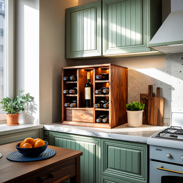 Rustic Wood Wine Storage For Farmhouse Kitchen