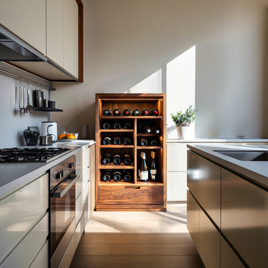 Modern Wooden Wine Cabinet With Bottle Storage For Dining