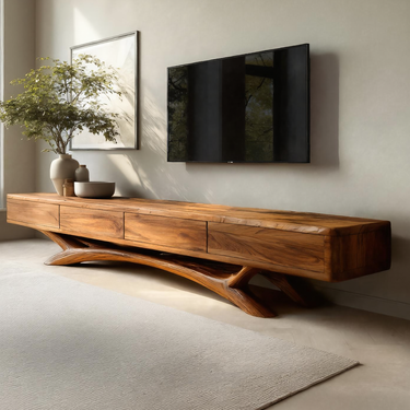 Modern TV Cabinet Curved Based Design For Living Room Furniture