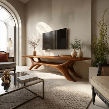 Modern Sculptural TV Cabinet For Living Room Accent