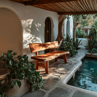 Live Edge Outdoor Wood Bench For Patio And Backyard