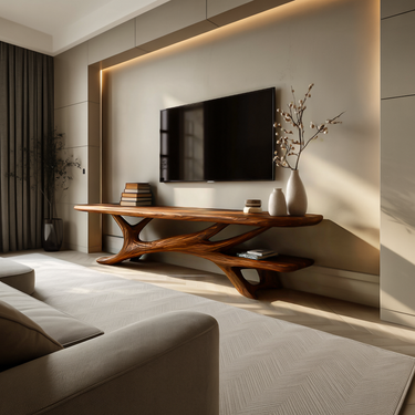 Statement TV Stand Curved Design For Modern Living Room