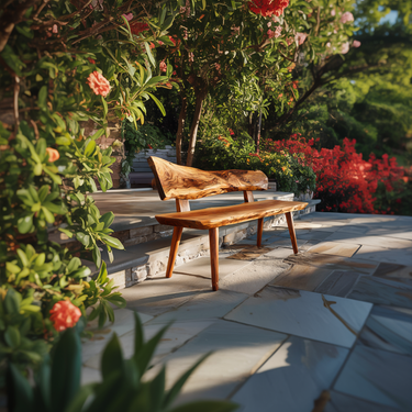 Minimal Outdoor Wooden Bench For Green Garden