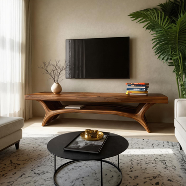 Architectural TV Stand With Shelf For Living Room
