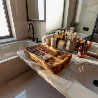 Rustic Jewelry Tray Multi Slot Display For Bathroom