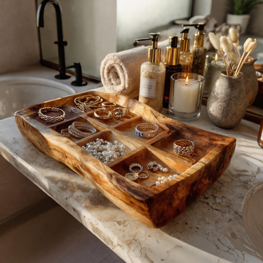 Rustic Jewelry Tray Multi Slot Display For Bathroom