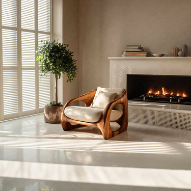 Scandinavian Accent Chair With Curved Form For Living Room