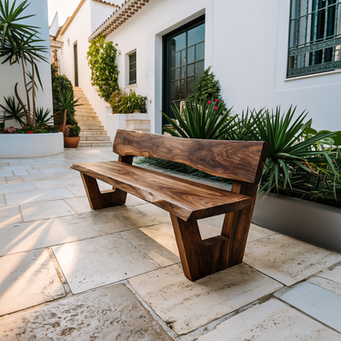 Rustic Outdoor Wooden Bench For Garden Seating