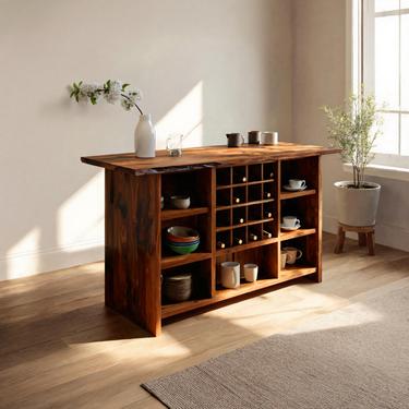 Modern Storage Cabinet With Wine Rack Open Shelves For Dining