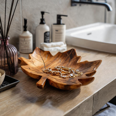 Modern Leaf Shaped Jewelry Tray For Bathroom Decor