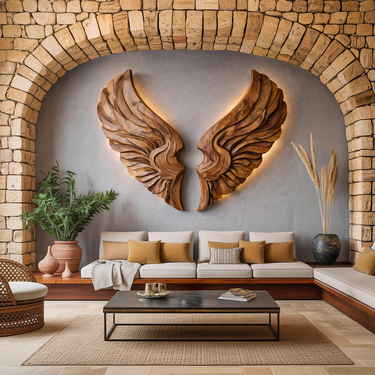 Handcrafted Wooden Wing Wall Art For Modern Interior Decor