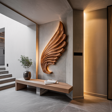 Contemporary Carved Wood Angel Wing Wall Art For Home Decor