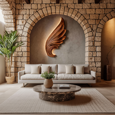 Contemporary Carved Wood Angel Wing Wall Art For Home Decor