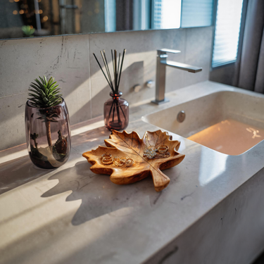 Rustic Leaf Jewelry Tray For Bathroom Or Bedroom