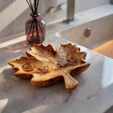 Rustic Leaf Jewelry Tray For Bathroom Or Bedroom