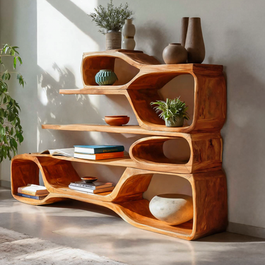 Curved Sculptural Bookshelf For Home Decor