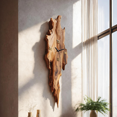 Rustic Wall Clock With Natural Edge Design For Bedroom