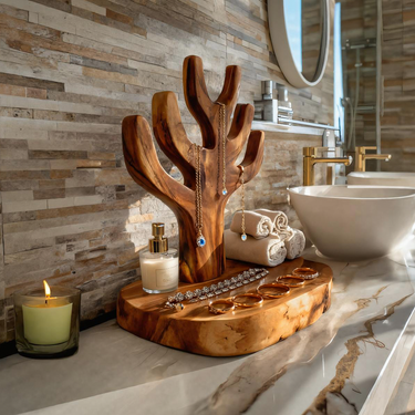 Organic Sculpted Jewelry Holder For Bathroom Or Bedroom