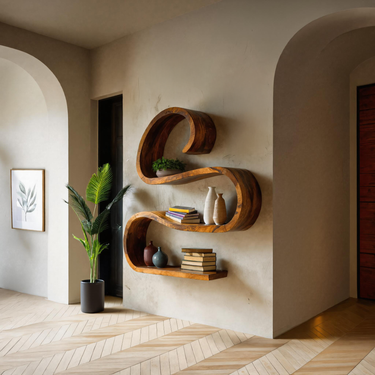 Modern Curved Wall Shelf For Living Room Decor