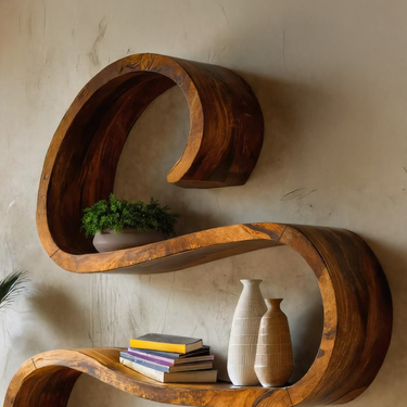 Modern Curved Wall Shelf For Living Room Decor