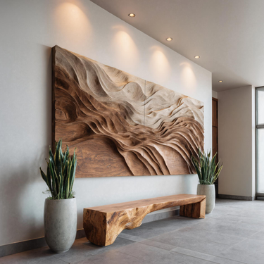 Sculptural Wall Art With Flowing Design For Living Room