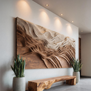 Sculptural Wall Art With Flowing Design For Living Room