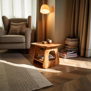 Handcrafted Wooden Side Table For Modern Living Room
