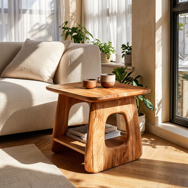 Handcrafted Wooden Side Table For Modern Living Room