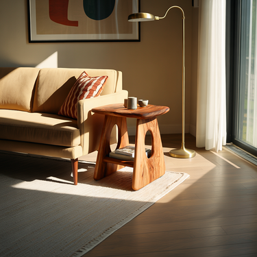 Modern Organic Sculptural Wooden Side Table For Home Interior