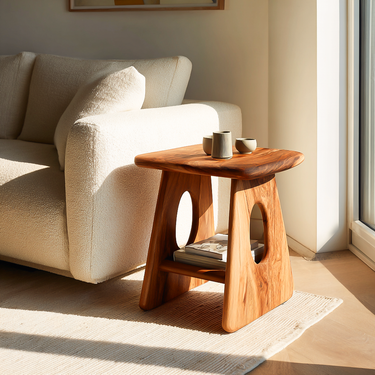 Modern Organic Sculptural Wooden Side Table For Home Interior