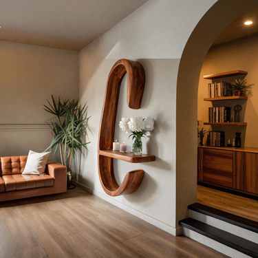 Modern Curved Floating Shelf For Living Room Or Hallway