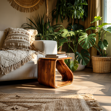 Handcrafted Wooden Side Table For Living Room Decor