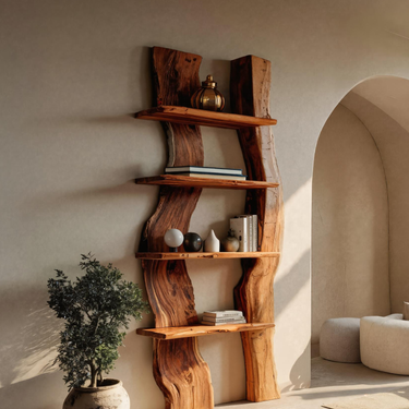 Rustic Tall Floating Shelf For Living Room Decoration