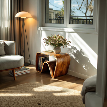 Organic Wooden Side Table Unique Design For Living Room